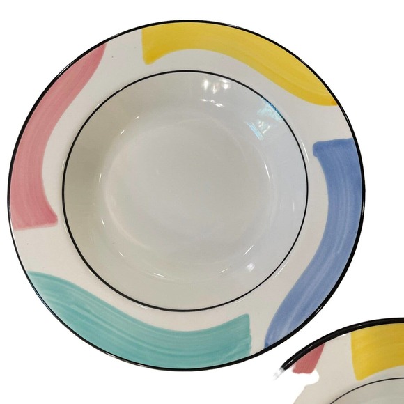 Pier 1 Italy Hand Painted Porcelain 9 Inch Bowls Round Multicolored Lot of 3 - Picture 3 of 8